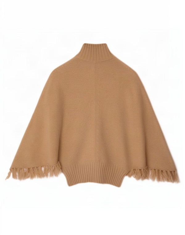 Cecilia Benetti Womens Zip Neck Poncho Jumper UK 14 Medium Beige Floral