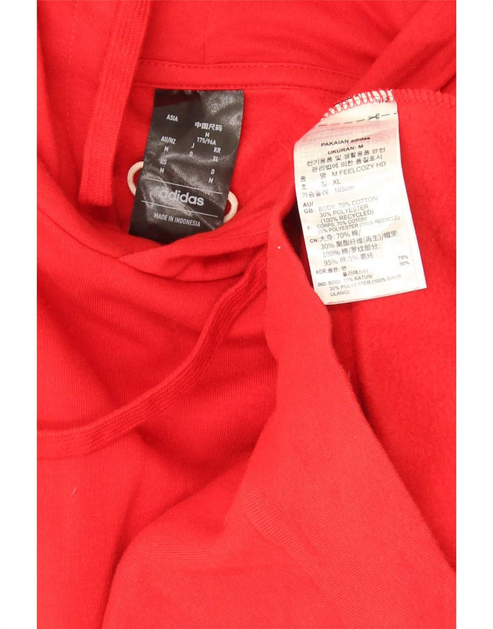 Adidas Mens Hoodie Jumper Medium Red Cotton