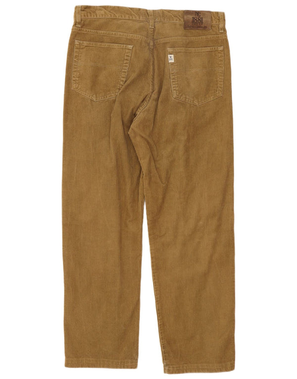 Pantaloni di velluto a coste regolari da uomo Nino Cerruti W34 L28 cotone marrone