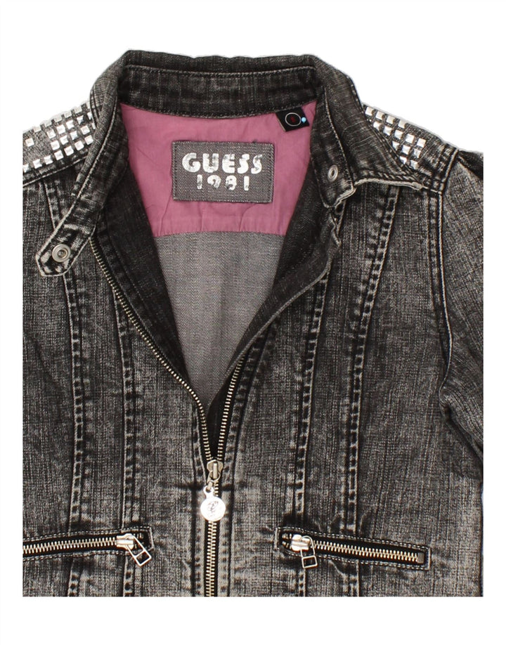 GUESS Girls Crop Denim Jacket 4-5 Years Small Grey Cotton Vintage Guess and Second-Hand Guess from Messina Hembry 