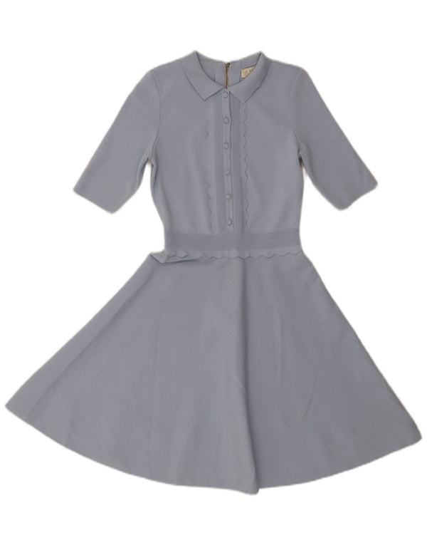 Abito scampanato a 1/2 maniche da donna Ted Baker taglia 1 XS in viscosa blu