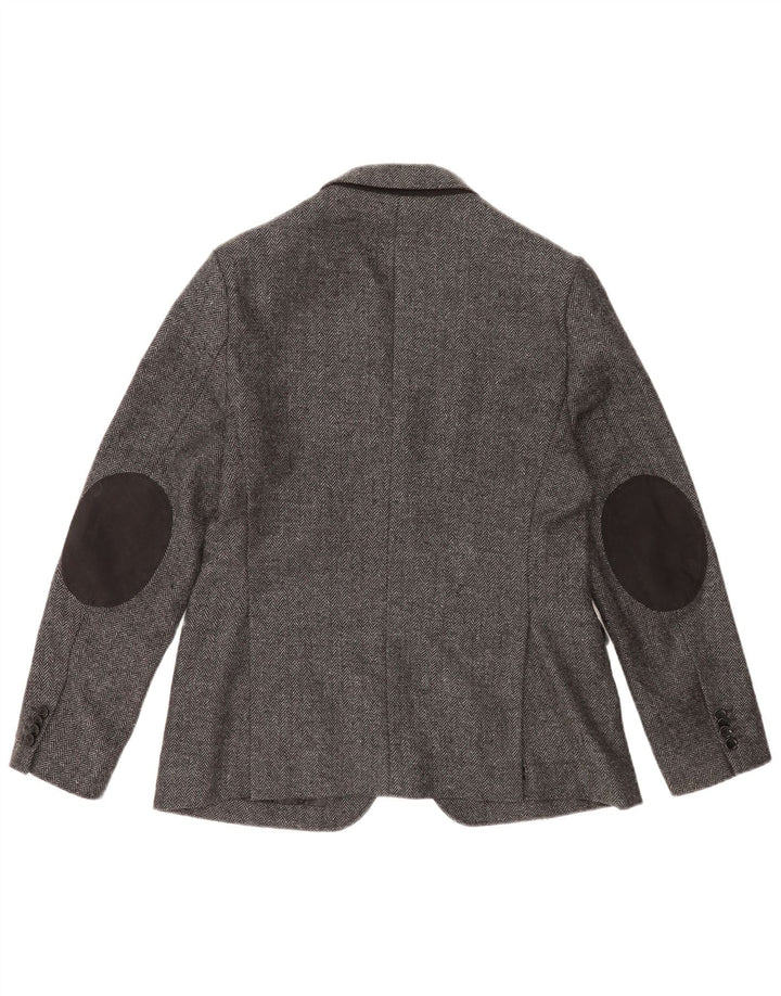Zara Mens 2 Button Blazer Jacket EU 52 Large Grey Herringbone