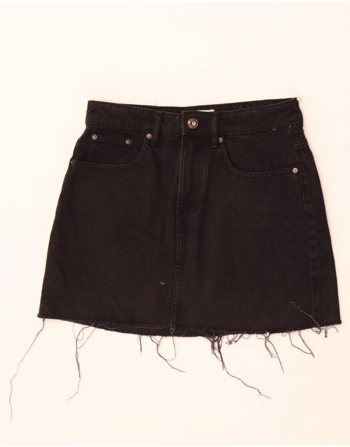 Zara Womens Denim Skirt Small W26  Black