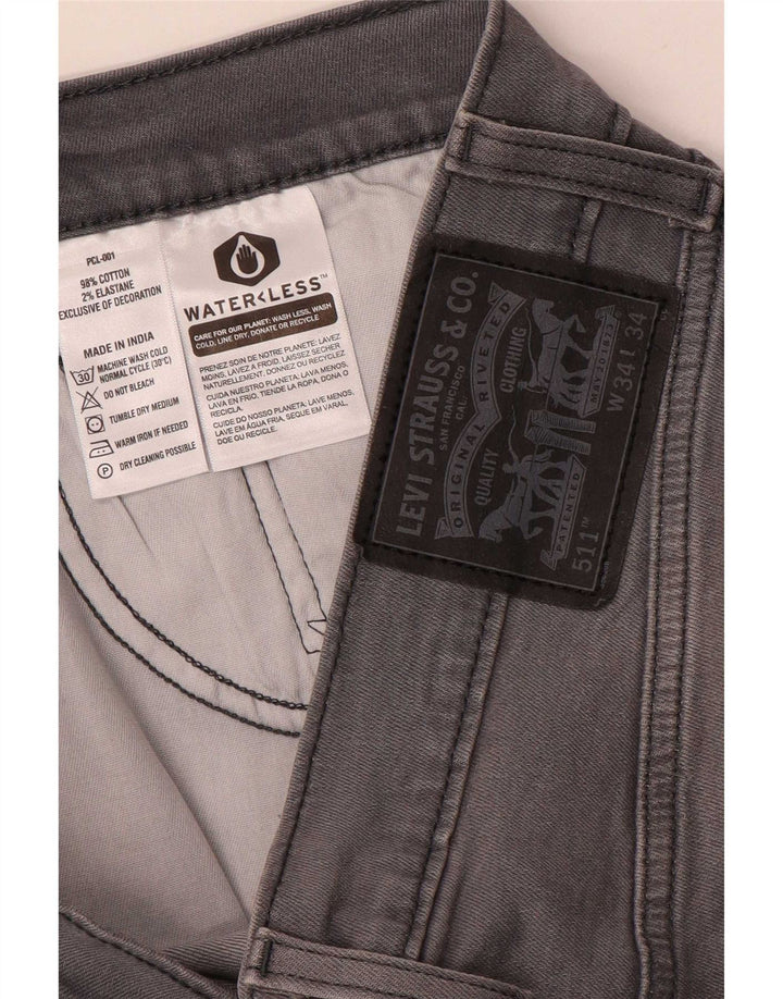 Levi's Mens Slim Jeans W34 L30 Cinza Algodão