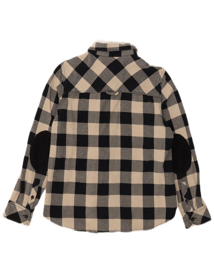 Roots Womens Canada Flannel Shirt UK 14 Medium Black Gingham Cotton