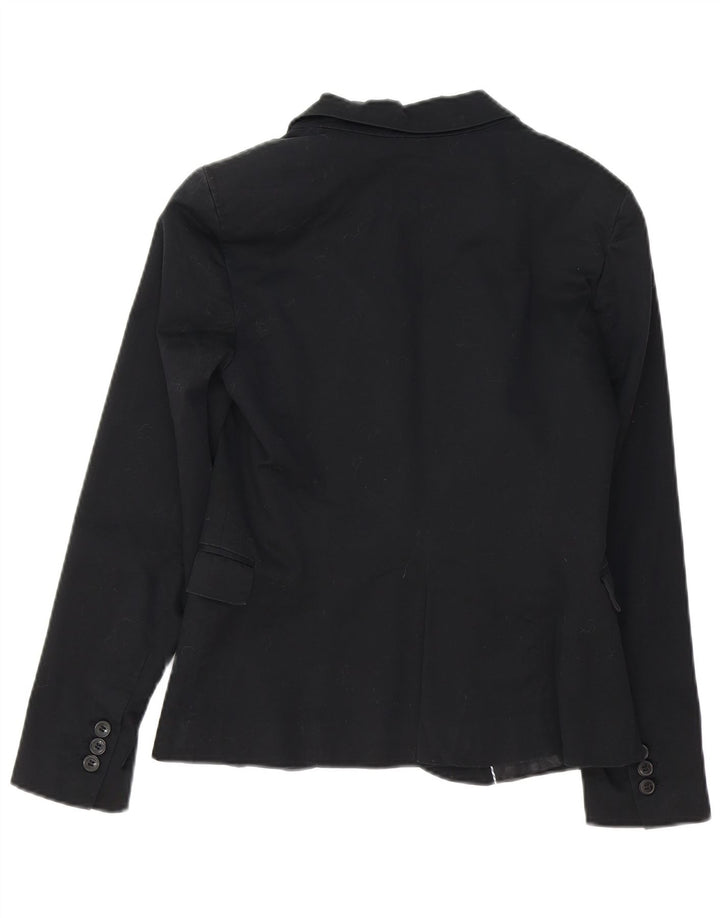 ZARA Womens 1 Button Blazer Jacket UK 12 Medium Black