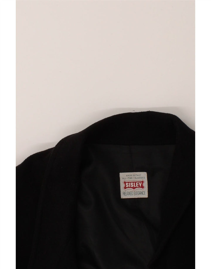SISLEY Womens Double Breasted Coat UK 6 XS Black Wool Vintage Sisley and Second-Hand Sisley from Messina Hembry 
