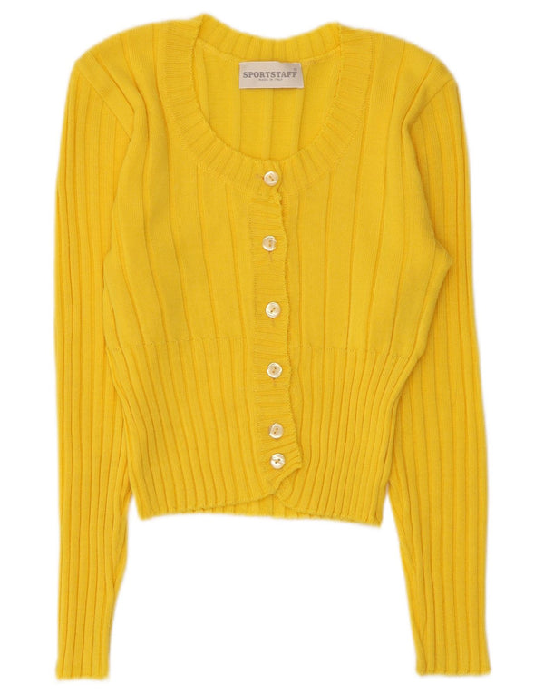 Sport Staff Womens Crop Cardigan Sweater UK 10 Small Yellow