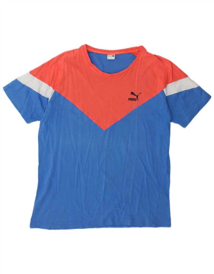 T-shirt da uomo Puma Top blu medio color block