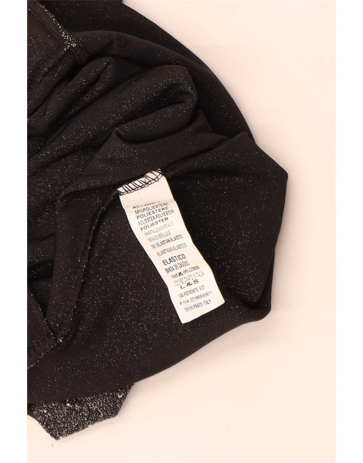 Vintage Damen Ärmelloser Body UK 8 Small Schwarz geflecktes Polyester