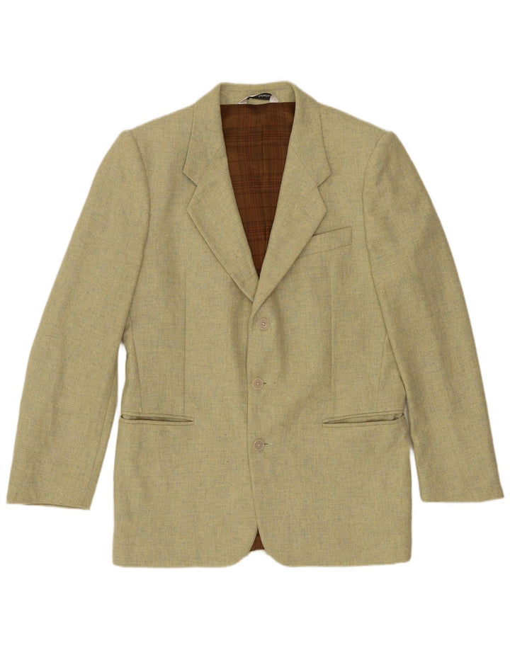 VINTAGE Mens 3 Button Blazer Jacket IT 46 Small Green Wool