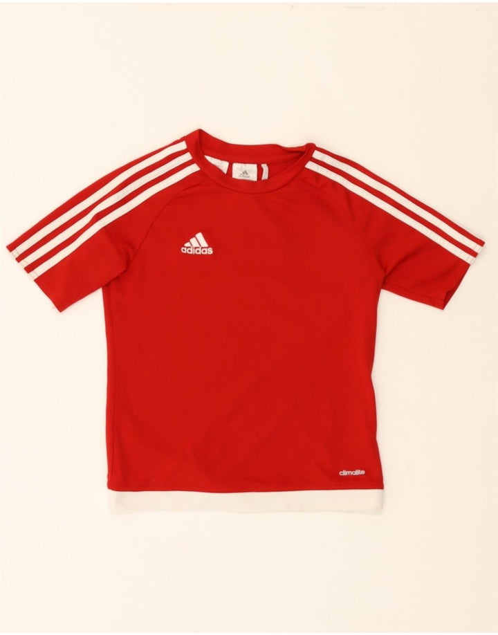 ADIDAS Boys Climalite T-Shirt Top 9-10 Years Red Polyester Vintage Adidas and Second-Hand Adidas from Messina Hembry 