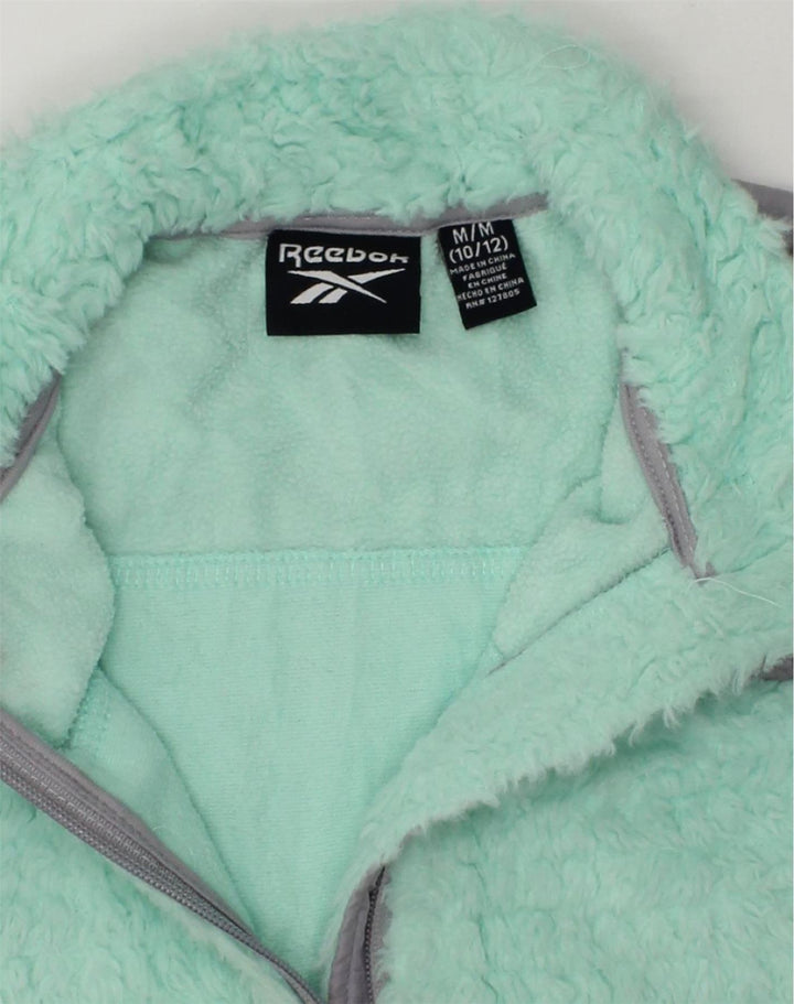REEBOK Girls Fleece Jacket 10-11 Years Medium Blue Colourblock Polyester | Vintage Reebok | Thrift | Second-Hand Reebok | Used Clothing | Messina Hembry 