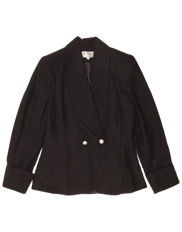 Vintage Damen Zweireihige Blazerjacke IT 42 Medium Schwarz gestreift