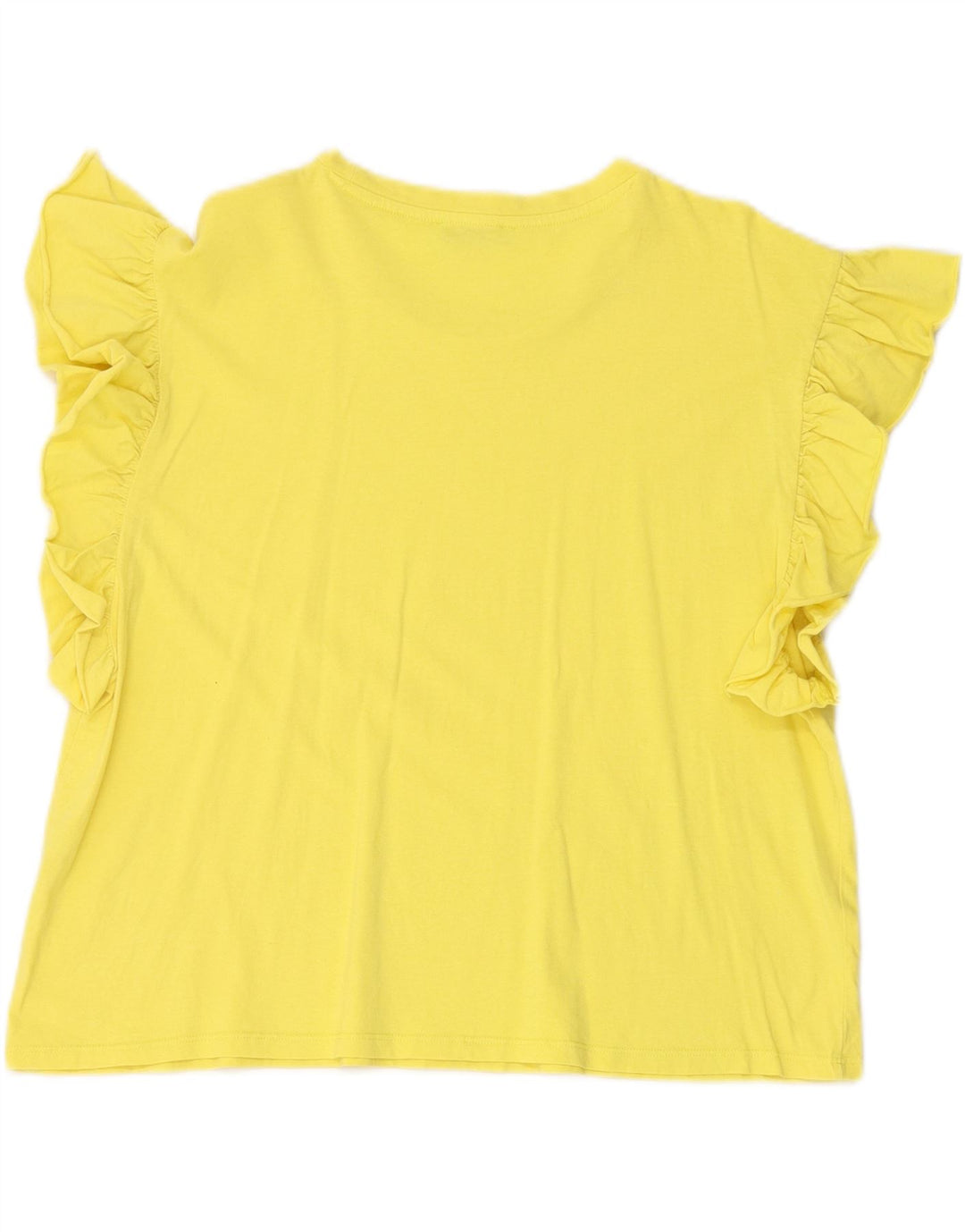 ZARA Womens Blouse Top UK 14 Large Yellow Cotton