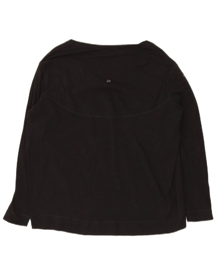 Eddie Bauer Womens Oversized Top Long Sleeve UK 10 Small Black Cotton