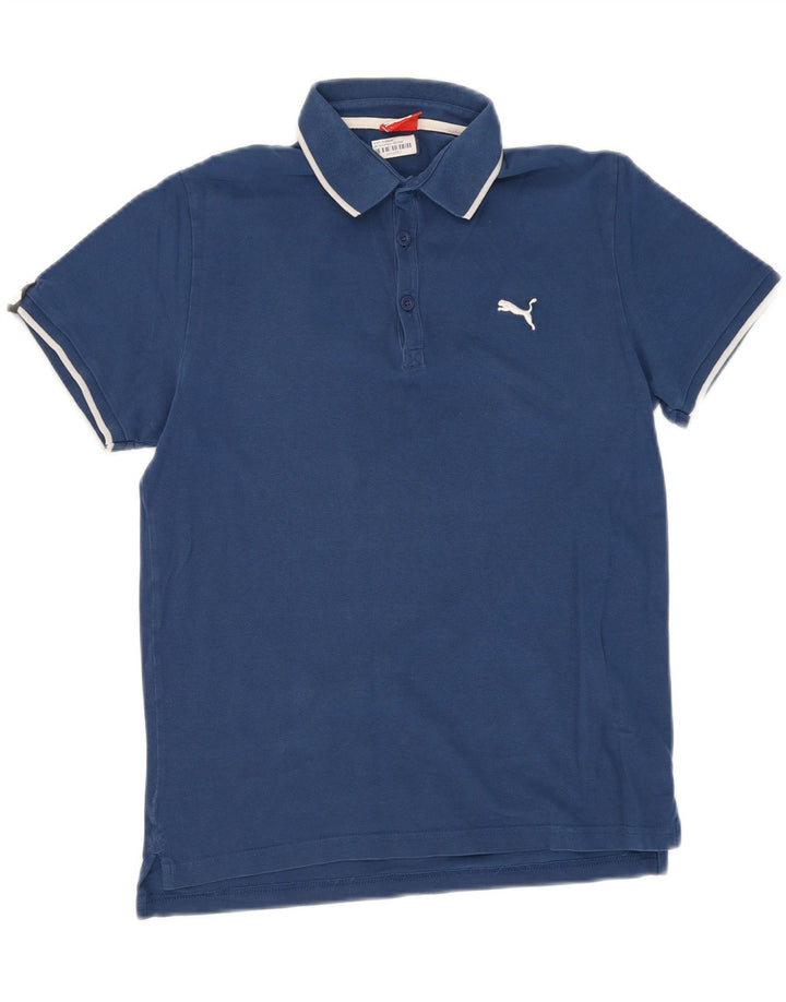 PUMA Mens Polo Shirt Medium Blue Cotton Vintage Puma and Second-Hand Puma from Messina Hembry 