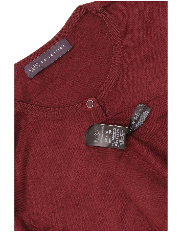 Marks & Spencer Womens Cardigan Sweater UK 10 Small Maroon Viscose