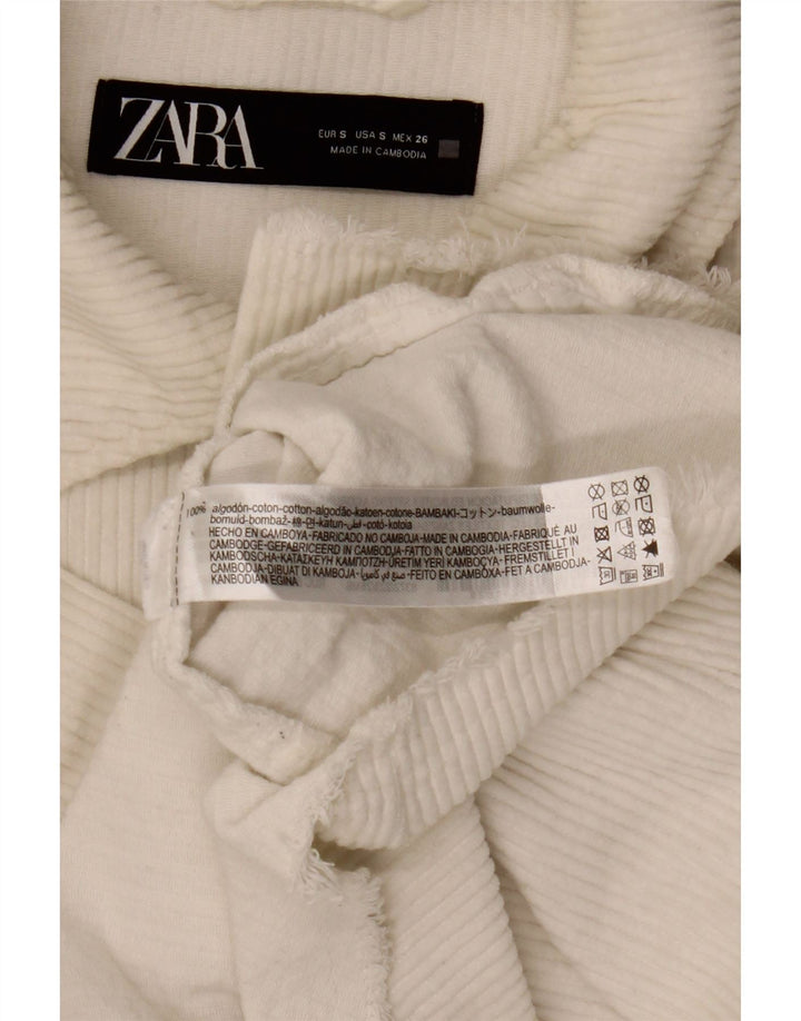 Zara Womens Oversized Corduroy Jacket UK 10 Small White Cotton