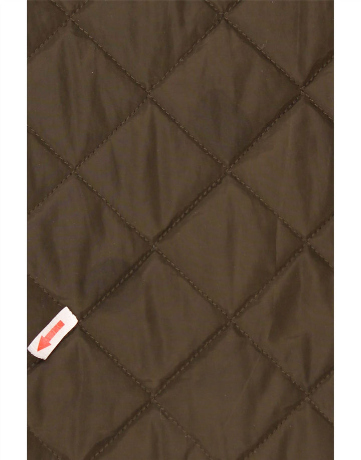 Dkny Womens Hooded Quilted Overcoat UK 16 Large Khaki Polyester