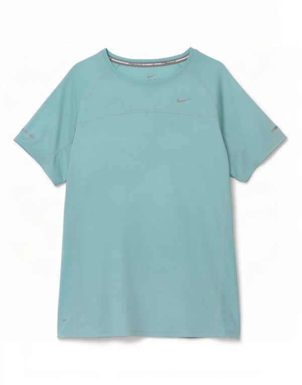 Camiseta feminina Nike Dri Fit Top UK 10 pequena azul poliéster