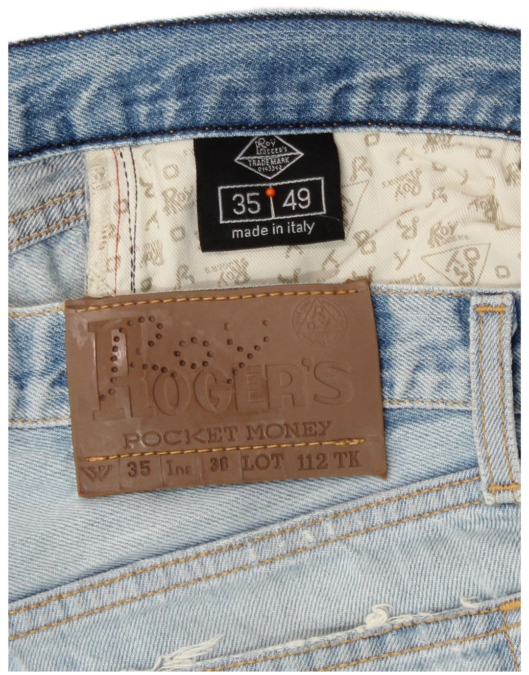 Roy Rogers Mens Straight Jeans W35 L33 Blue Cotton