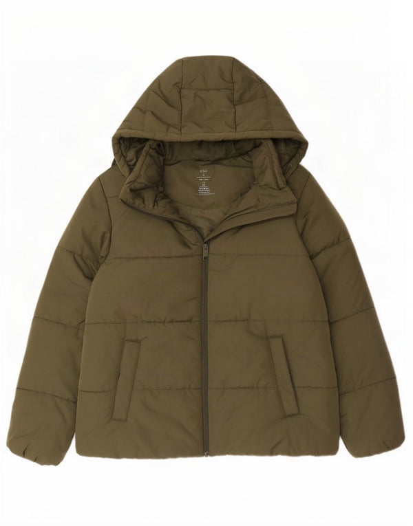Marks & Spencer Γυναικείο μπουφάν με κουκούλα UK 16 Large Khaki Polyester