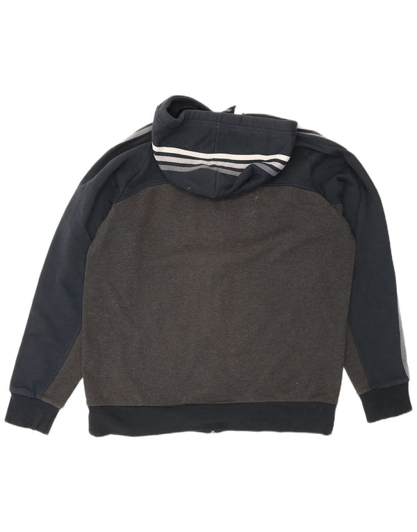 Adidas Mens Zip Hoodie Sweater Large Grey Colourblock Cotton