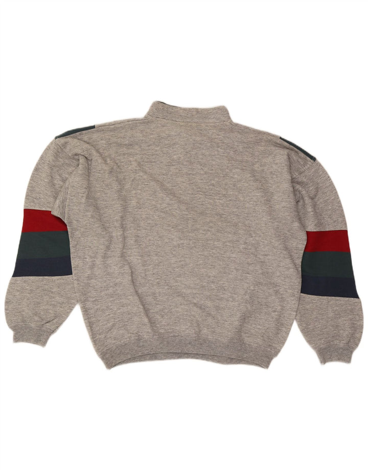 North Pole Mens Zip Neck Sweatshirt Jumper XL Grey Colourblock