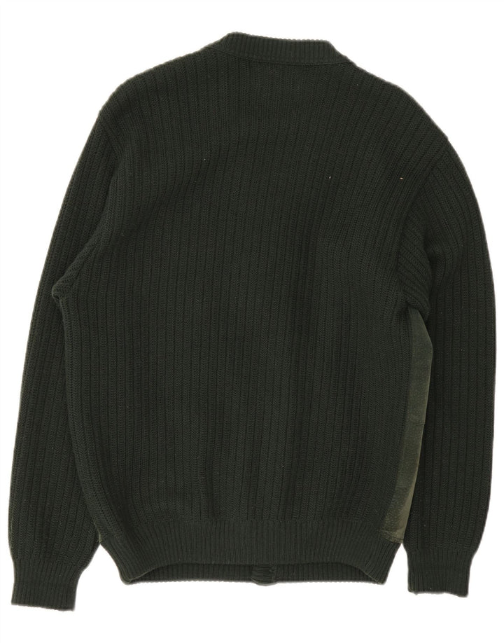 Malagrida Mens Cardigan Sweater Medium Green Argyle/Diamond Wool