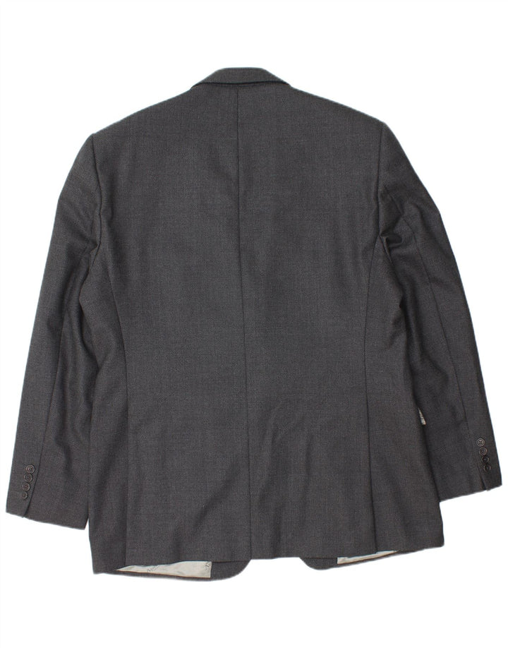 Aquascutum Mens 2 Button Blazer Jacket UK 46 3XL Grey Wool