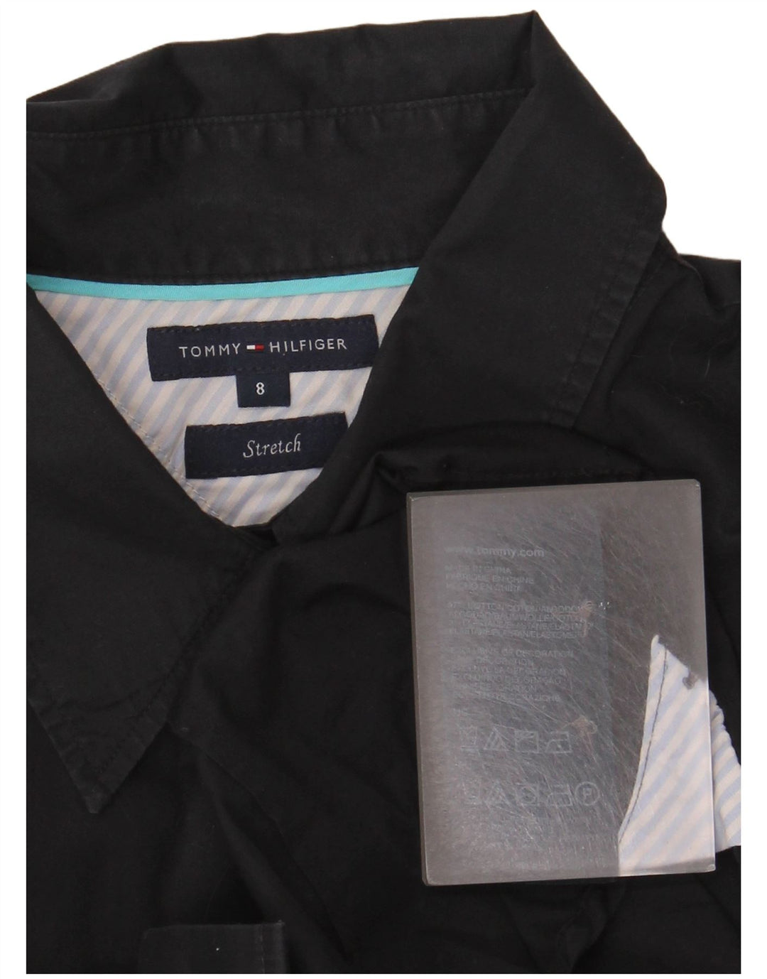 Tommy Hilfiger Dame Stretch Shirt US 8 Medium Sort Bomuld
