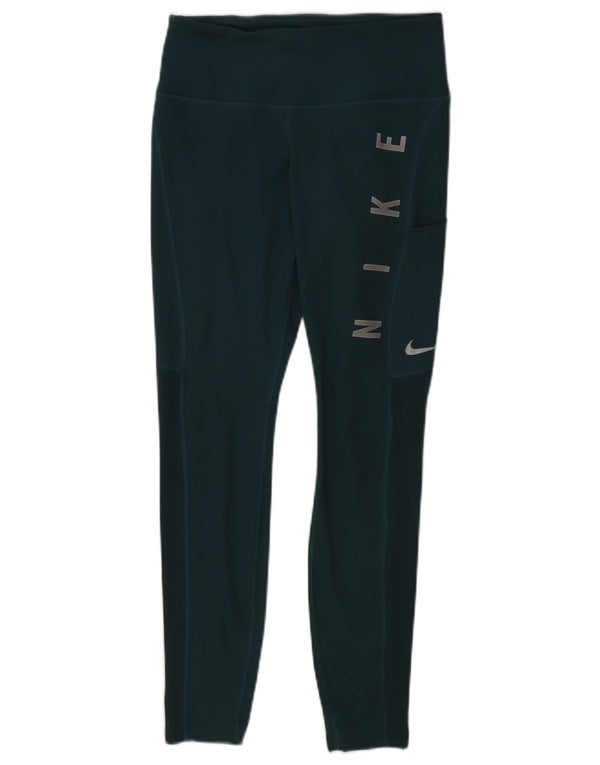 Leggings grafici Nike Dri Fit da donna UK 12 poliestere verde medio