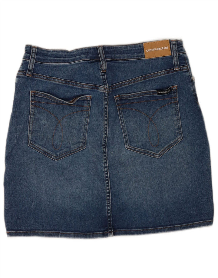Calvin Klein Womens Distressed Mini Denim Skirt W31 Medium Blue Cotton