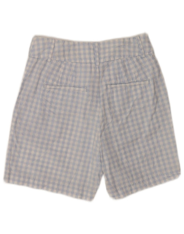 Pantaloncini chino a vita alta da donna Benetton UK 6 piccoli W26 cotone a quadretti blu
