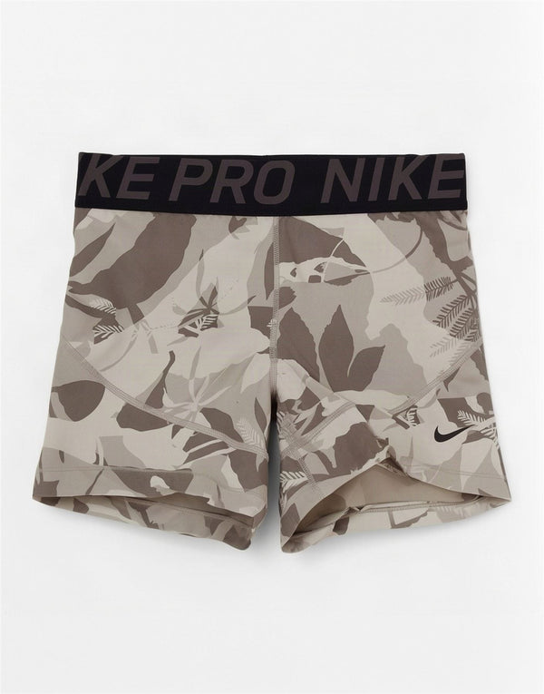 Nike Dame Dri Fit grafiske sportsshorts UK 14 Large Grey Floral