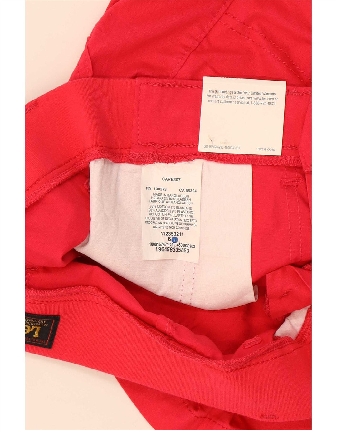 Lee Damen Chinoshorts US 6 Medium W30 Rote Baumwolle