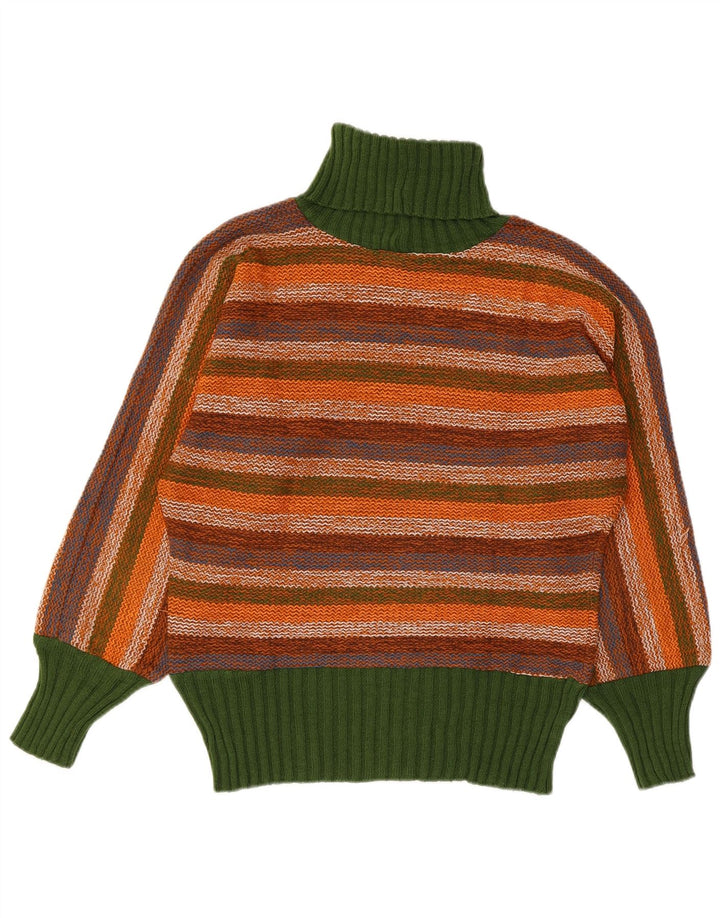 vintage Femme Roll Neck Jumper Pull IT 44 Moyen Multicolore Rayé