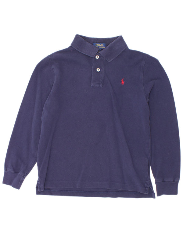 Polo Ralph Lauren Chemise à manches longues garçon 6-7 ans bleu marine coton