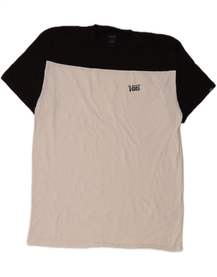 Vans Herren-T-Shirt-Oberteil, groß, weiße Colourblock-Baumwolle