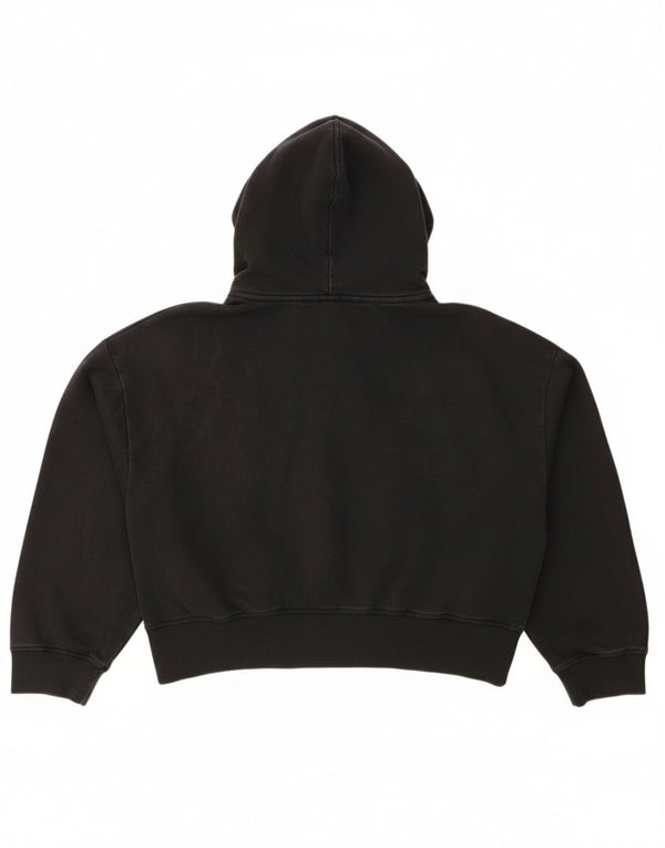 Calvin Klein Jeans Womens Crop Zip Hoodie Sweater UK 14 Medium Black