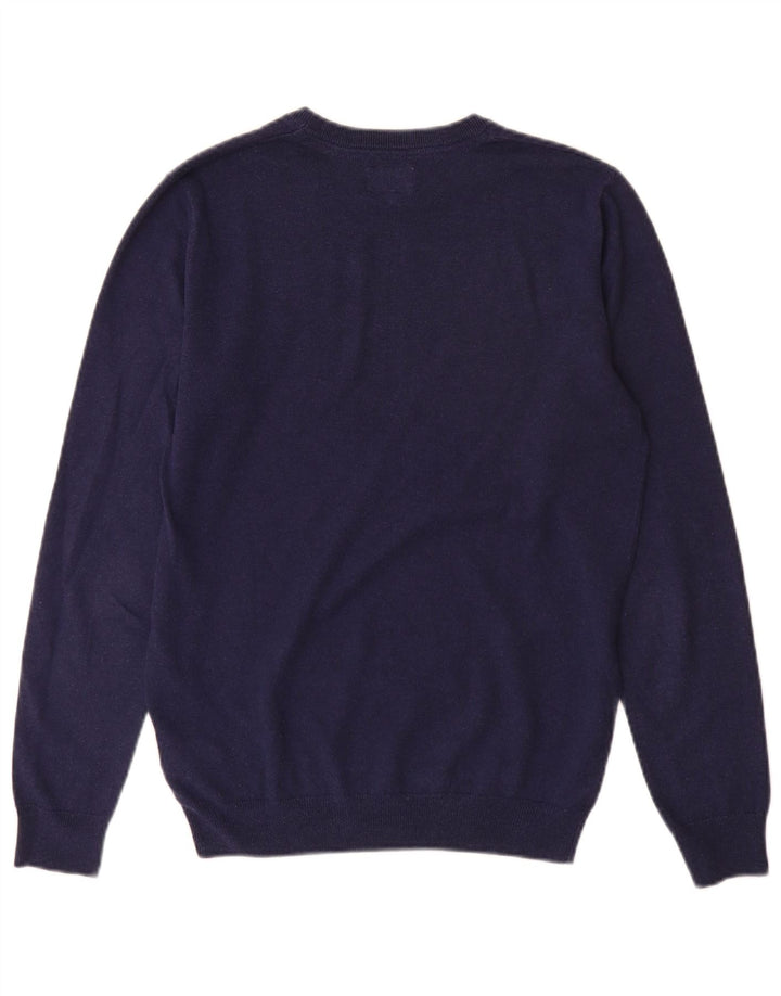 Wrangler Mens Boat Neck Jumper Sweater Medium Navy Blue Cotton