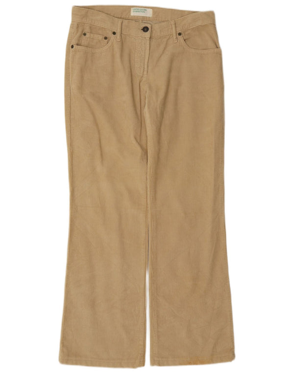 Benetton Γυναικείο Bootcut Κοτλέ παντελόνι IT 42 Medium W30 L30 Beige βαμβακερό