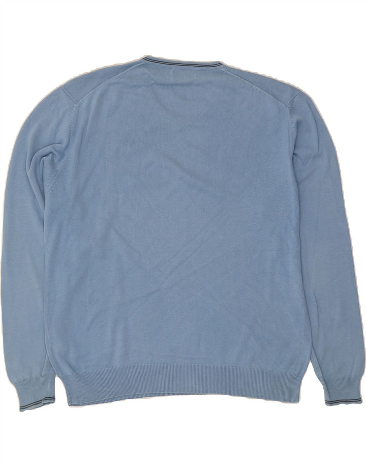 KAPPA Mens V-Neck Jumper Sweater Large Blue Cotton Vintage Kappa and Second-Hand Kappa from Messina Hembry 