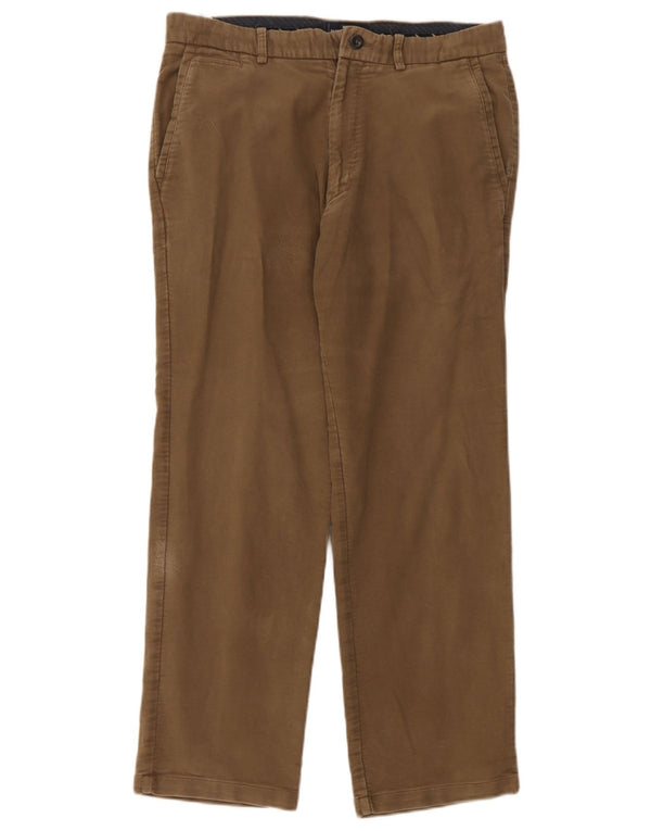 Marks & Spencer Mens Straight Chino Trousers W34 L29 Brown Cotton