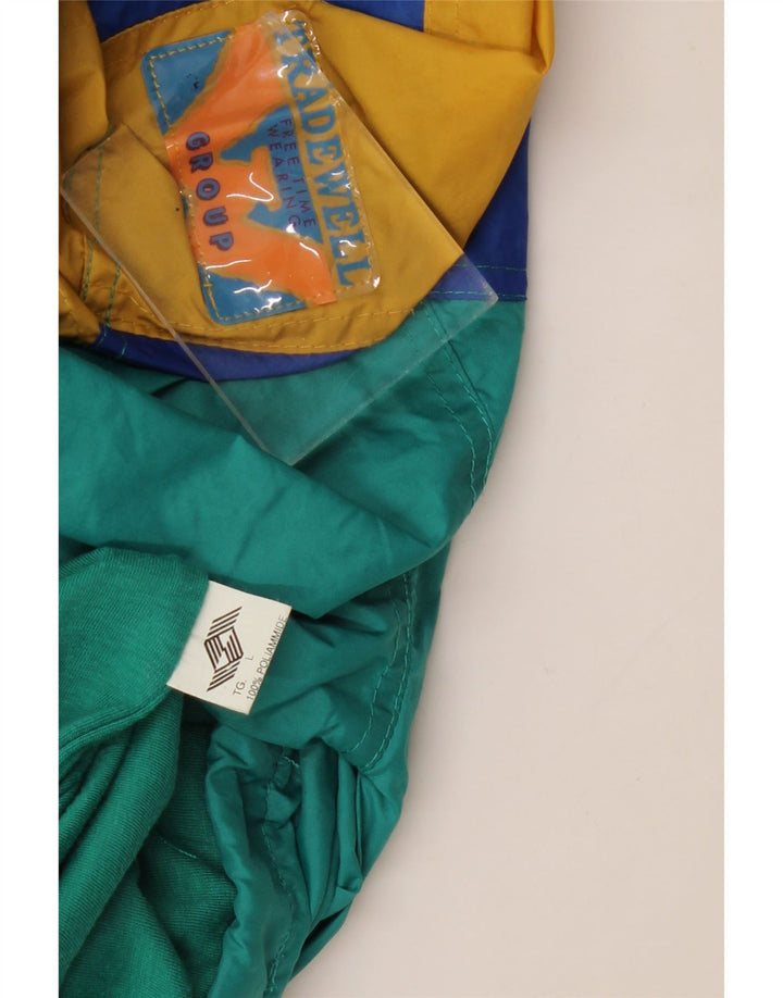 VINTAGE Mens Windbreaker Jacket UK 40 Large Blue Colourblock Polyamide