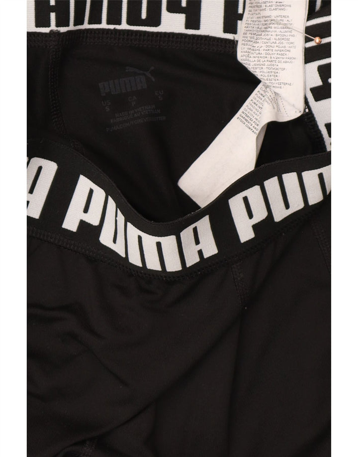 PUMA Womens Graphic Leggings UK 10 Small  Black Polyester
