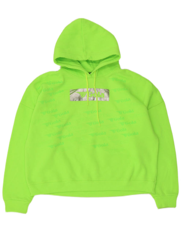 Gola Dame Oversized Crop Grafisk Hoodie Jumper UK 18 XL Grøn Flecked
