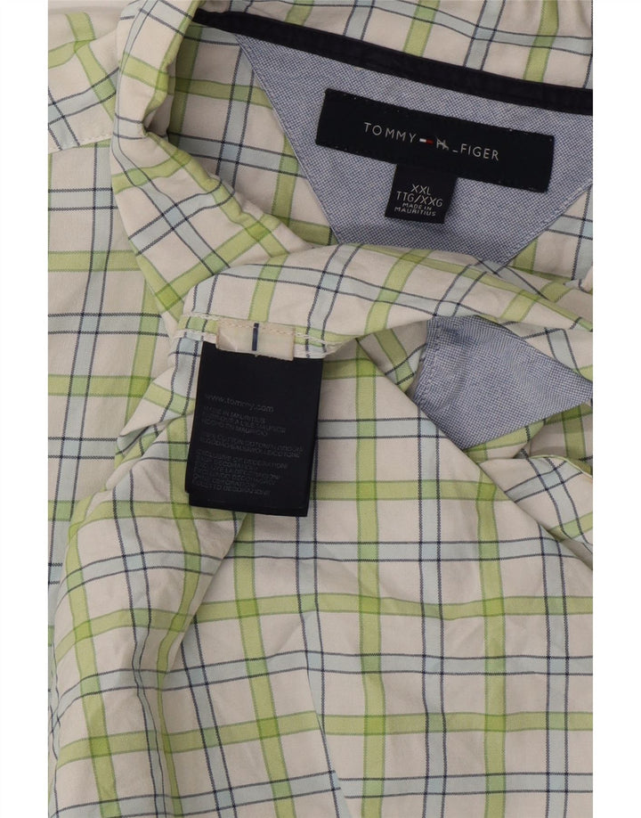 TOMMY HILFIGER Mens Shirt 2XL Green Check Cotton