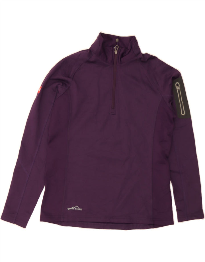 EDDIE BAUER Womens Zip Neck Sweatshirt Jumper UK 14 Medium Purple Vintage Eddie Bauer and Second-Hand Eddie Bauer from Messina Hembry 